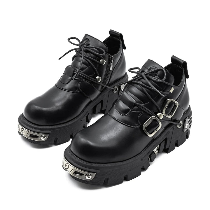 Dark Punk Unisex Gothic Metal Carve Boots