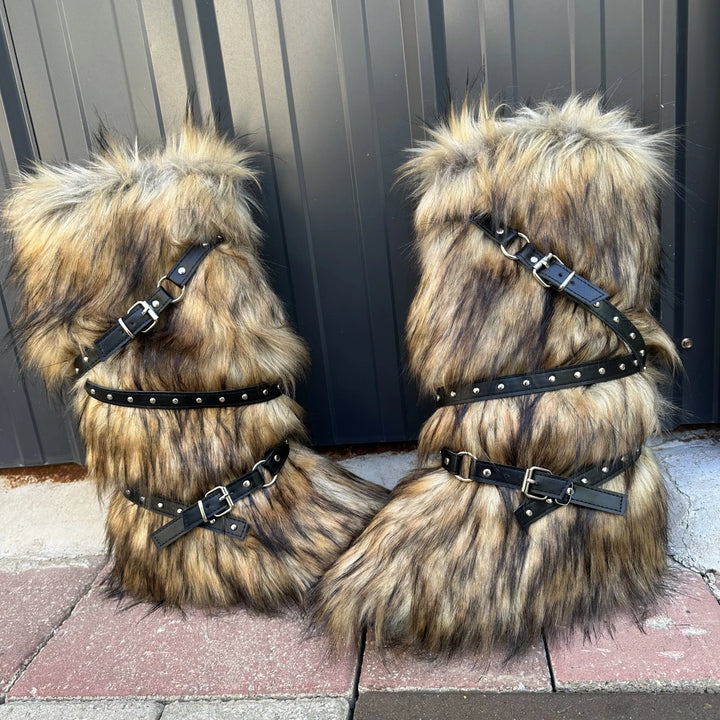 Y2K-Inspired Faux Fur Over-the-Knee Snow Boots