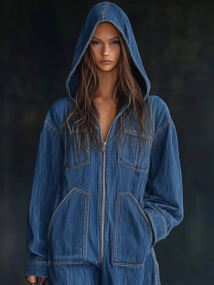 Autumn Winter Loose Fit Denim Jumpsuit