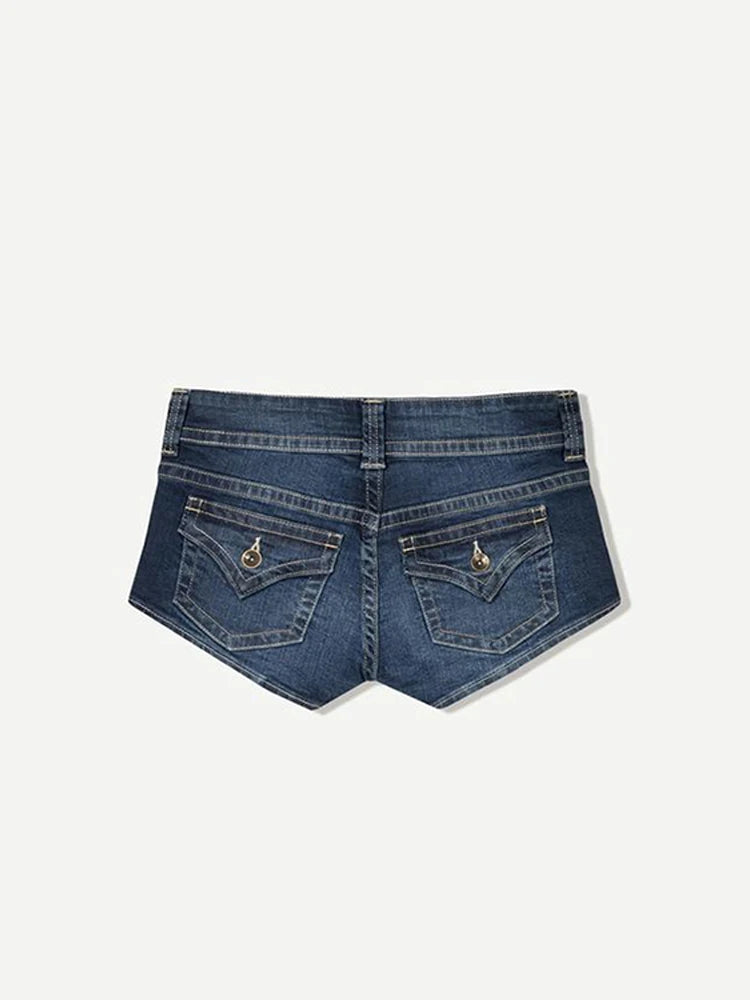Y2K Low-Waist Peachy Bottom Denim Mini Shorts