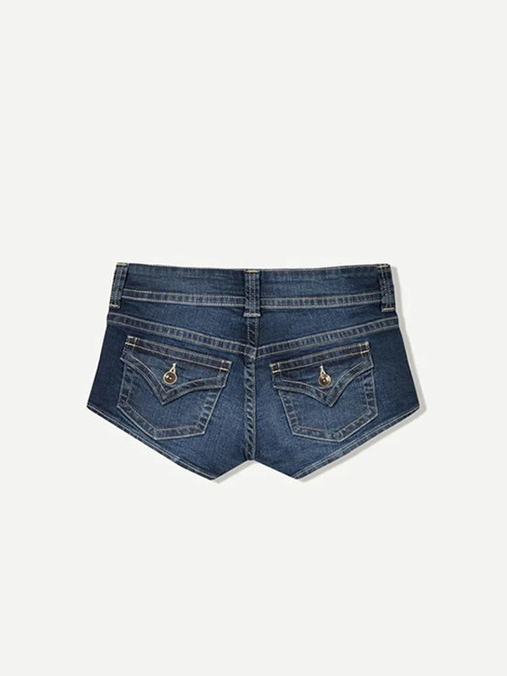 Y2K Low-Waist Peachy Bottom Denim Mini Shorts