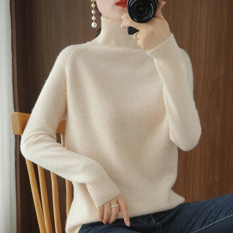 Essential Cashmere Merino Wool Mock Neck Sweater
