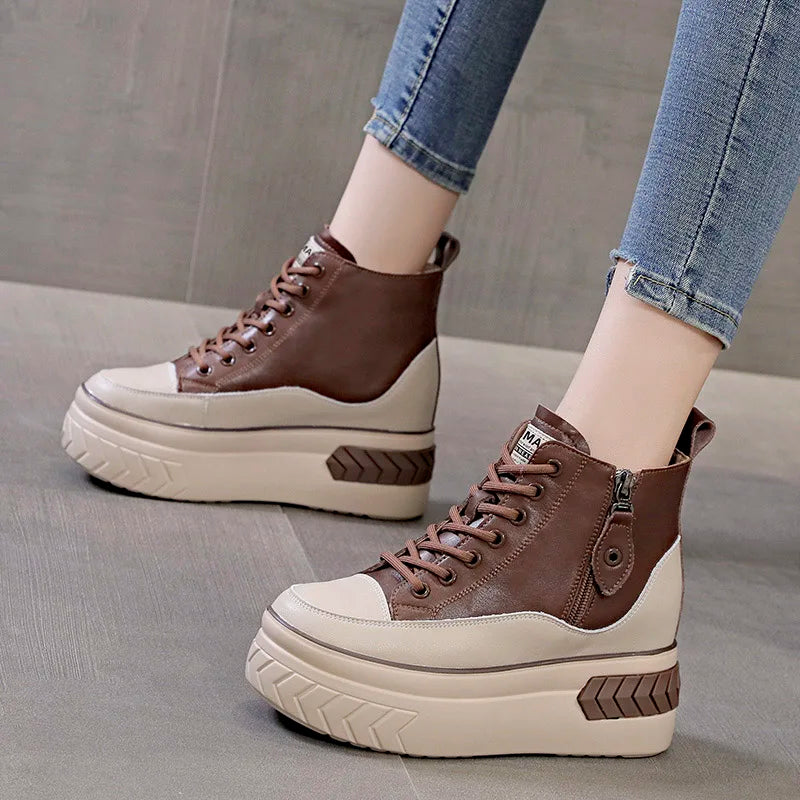 High Top Genuine leather 8cm Platform Boots