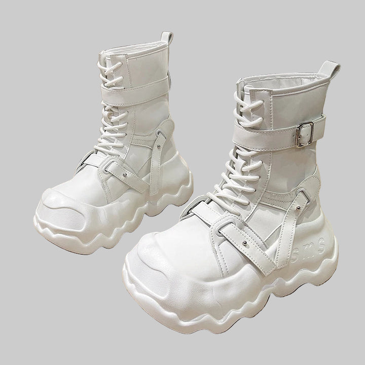 Gothic Platform Punk Wedge Boots with Buckle