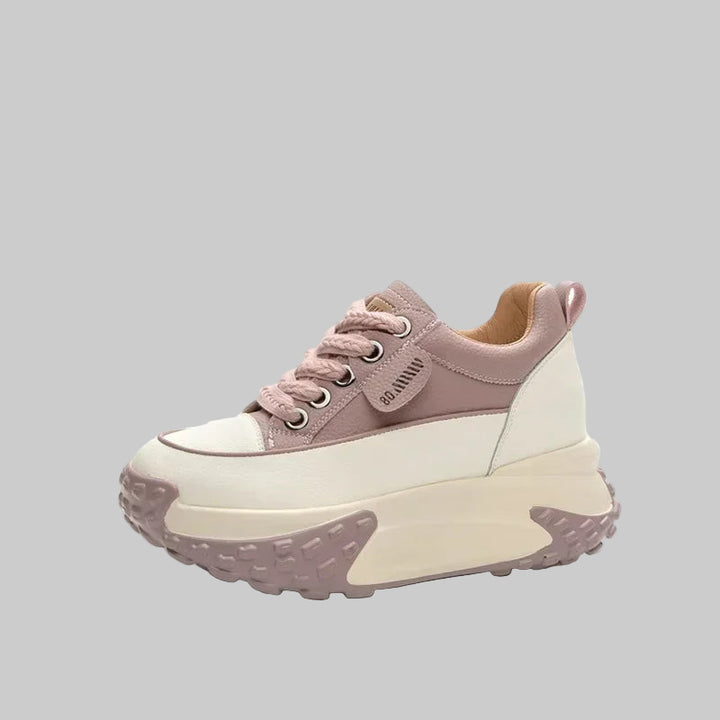 Genuine Leather Wedge Sneakers