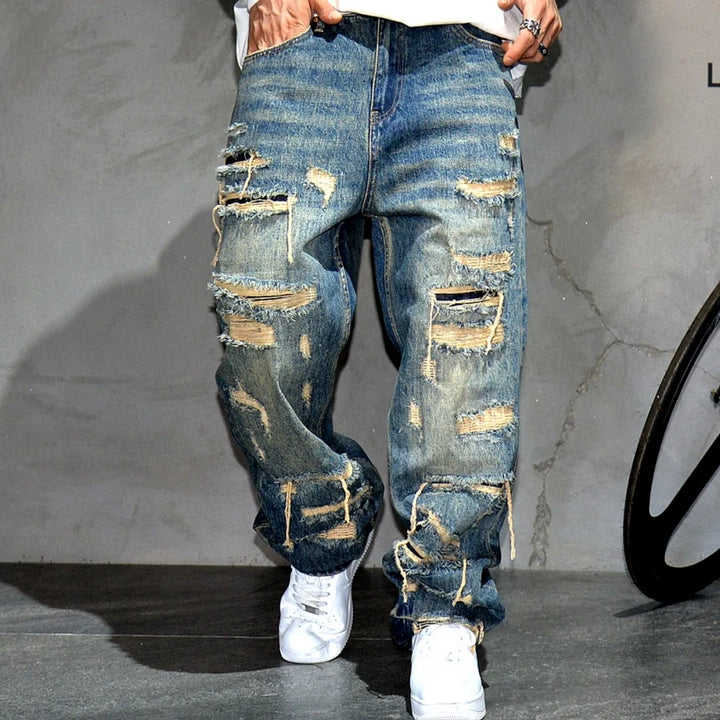 Ripped Distressed Denim Baggy Jeans