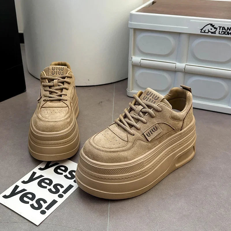 Retro Matte Leather Chunky Sneakers