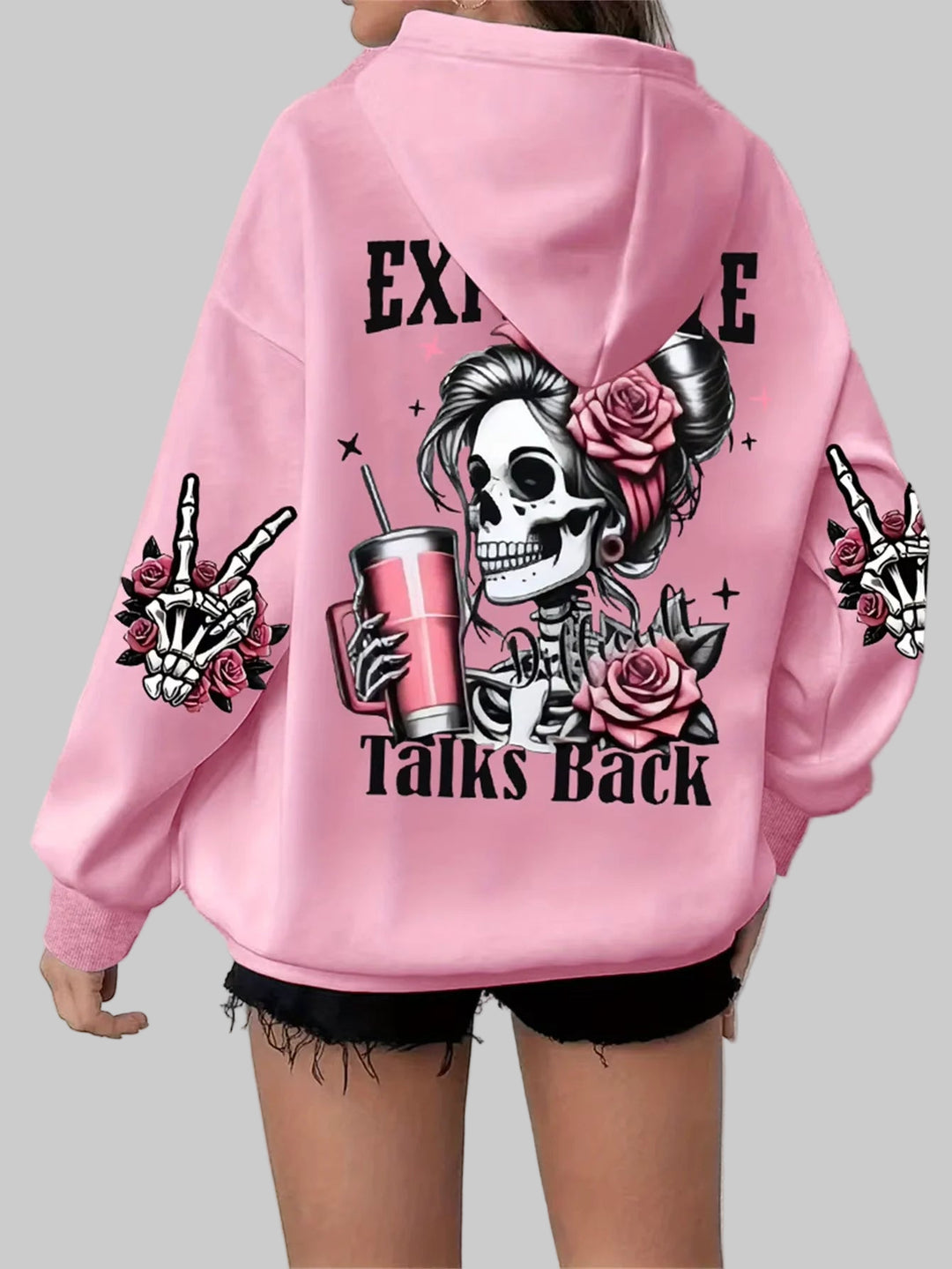 Harajuku Skull Design Print Hoodies