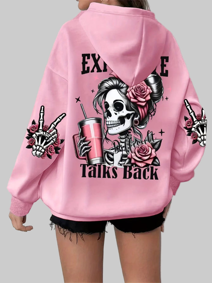 Harajuku Skull Design Print Hoodies