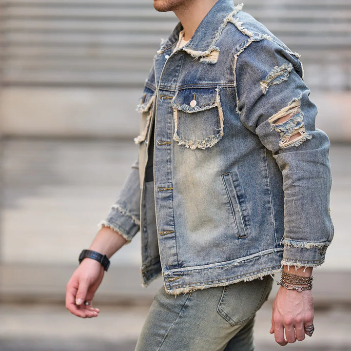 Ripped Slim Denim Streetwear  Jacket