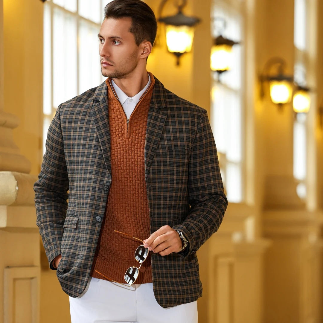 Winter Soft Waffle Knit Warm Zip-Up Sweater