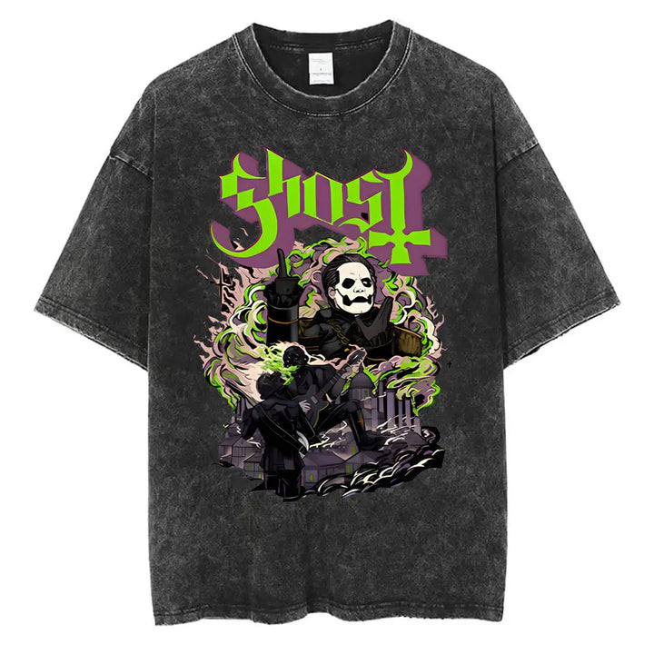 Washed Vintage Gothic Rock Metal Ghost Band Tees