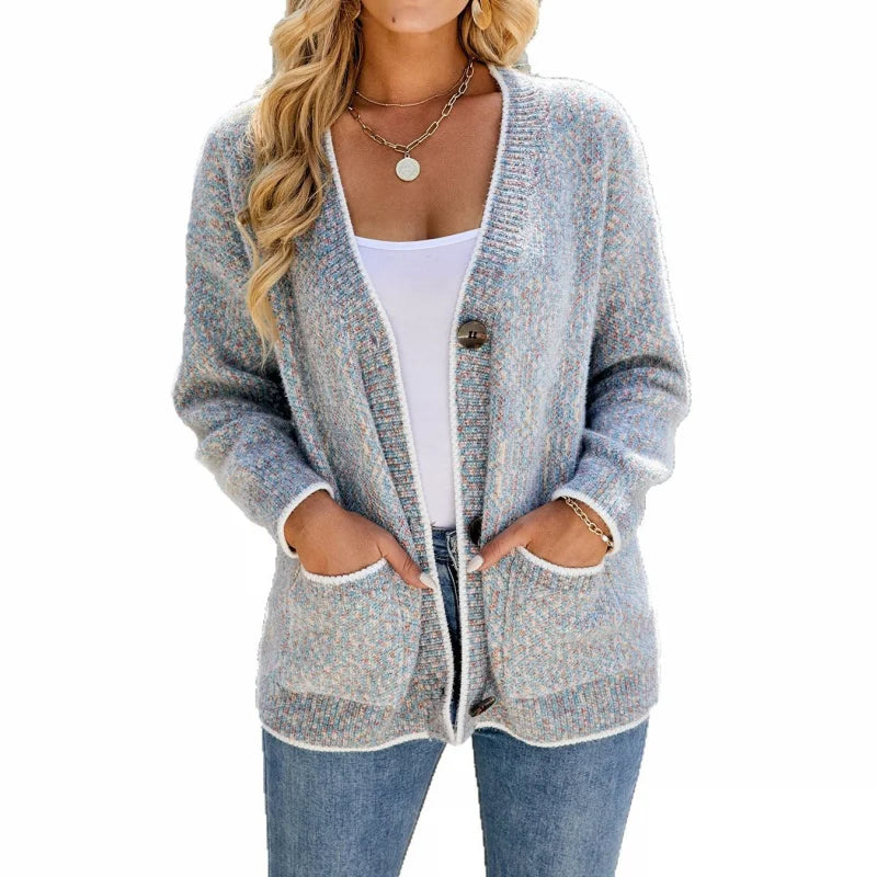 European Cross-Border Color-Blocked Knit Sweater