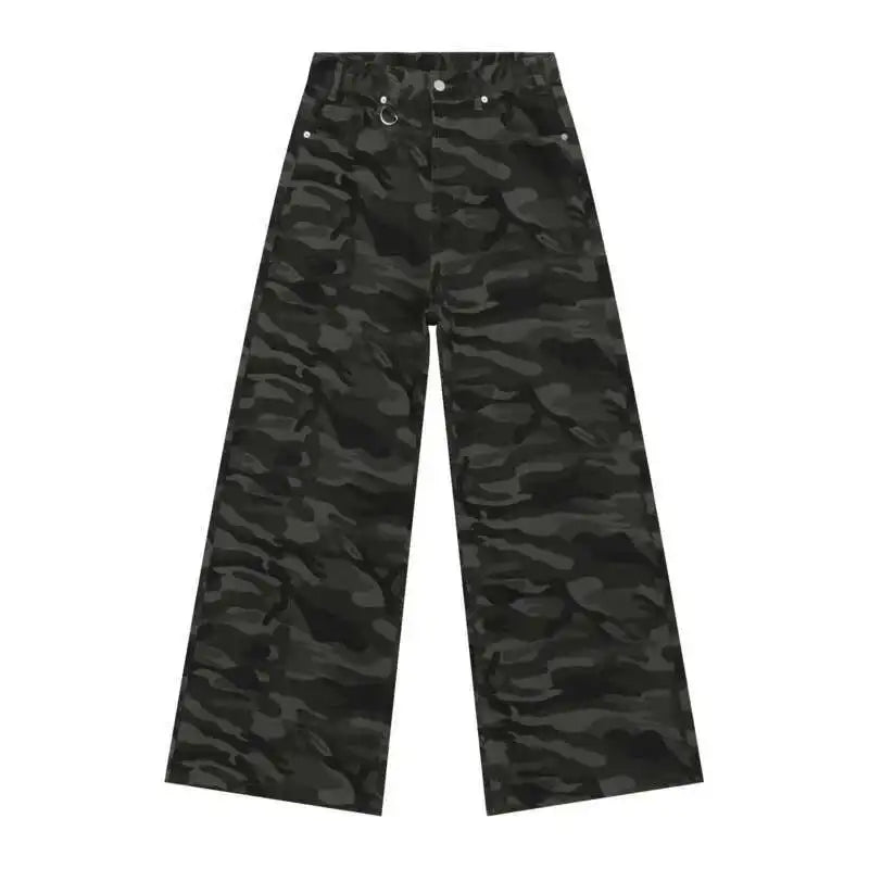 Gradient Washed Denim Pants with Metal Ring Design