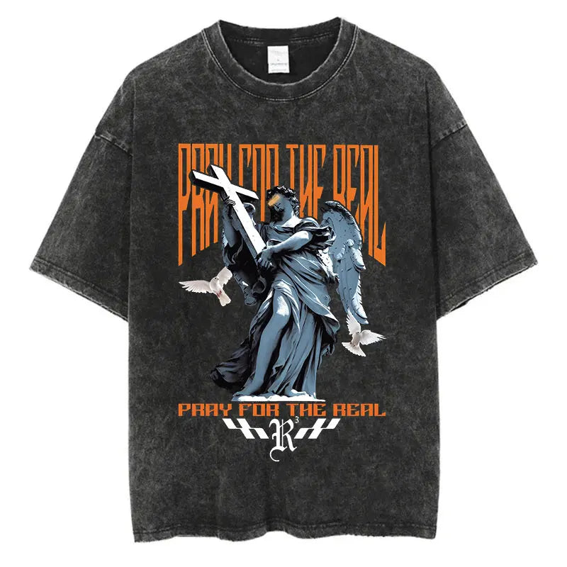 Washed Graphic Print Harajuku Hip Hop T-Shirt