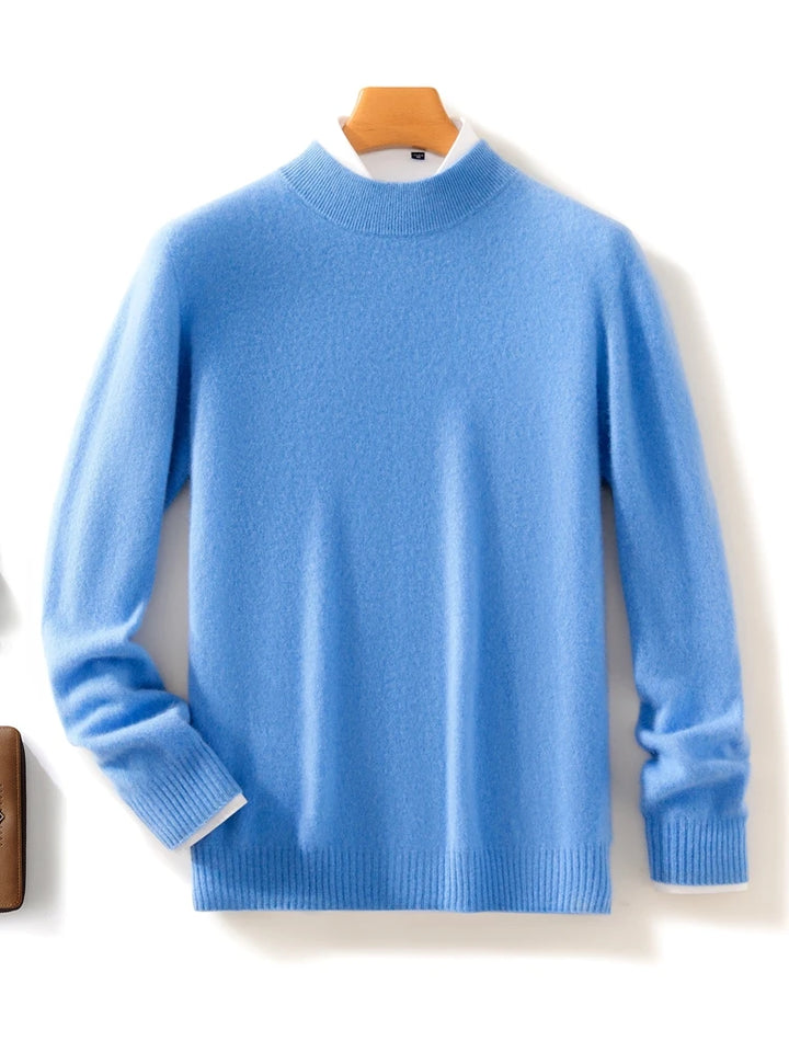 Cashmere Knitted 100% Merino Wool Mock-neck Sweater