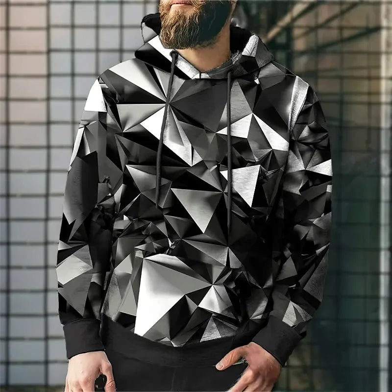 Oversized Vintage Patchwork Color Block 3D Print Hoodies