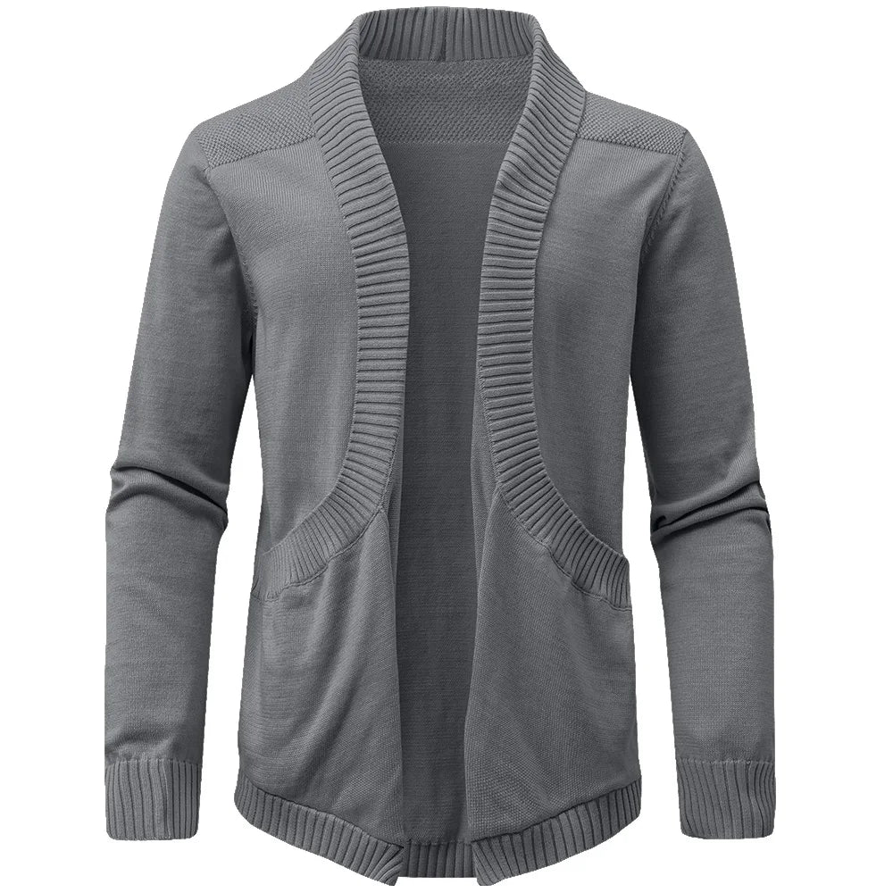 Classic V-Neck Solid Color Knit Cardigan