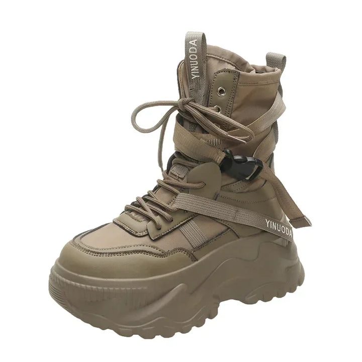 Chunky Platform Motorcycle Lace Up Boots