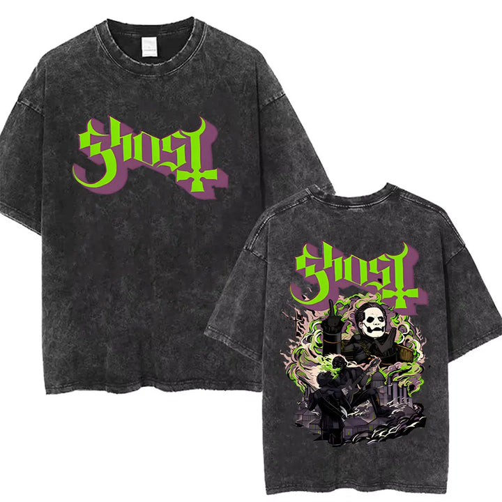 Washed Vintage Gothic Rock Metal Ghost Band Tees
