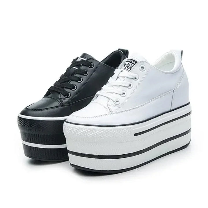Premium Leather High Platform Chunky Sneakers
