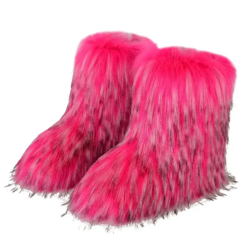 Plush Faux Fox Fur Winter Boots