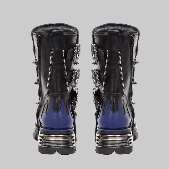 Flame Metallic Goth Skull Punk Motorcycle Boots