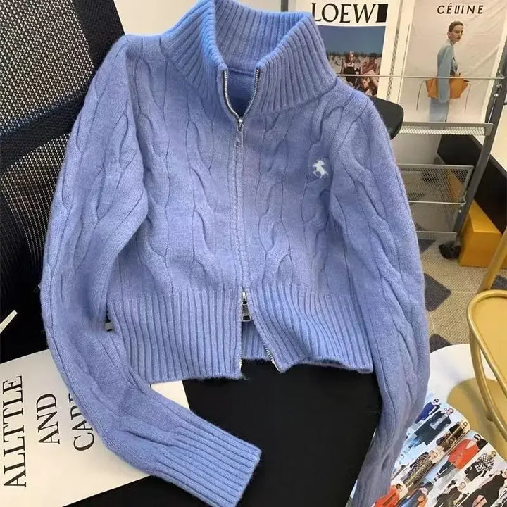 Vintage High Collar Embroidered Sweater