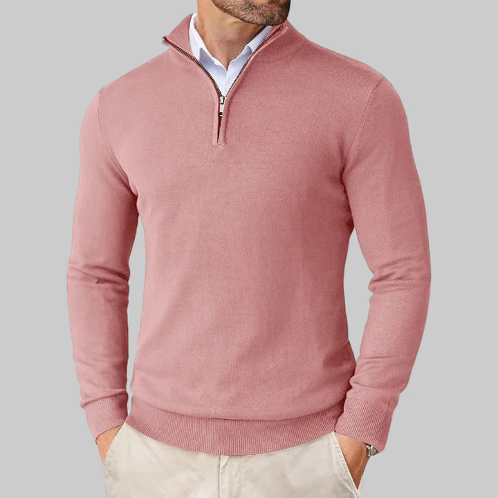 Lightweight Slim Fit Quarter Zip Mock Neck Pullover Sweater