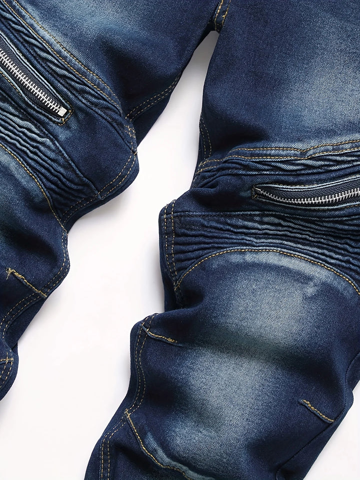 Distressed Ribbed Denim Jeans