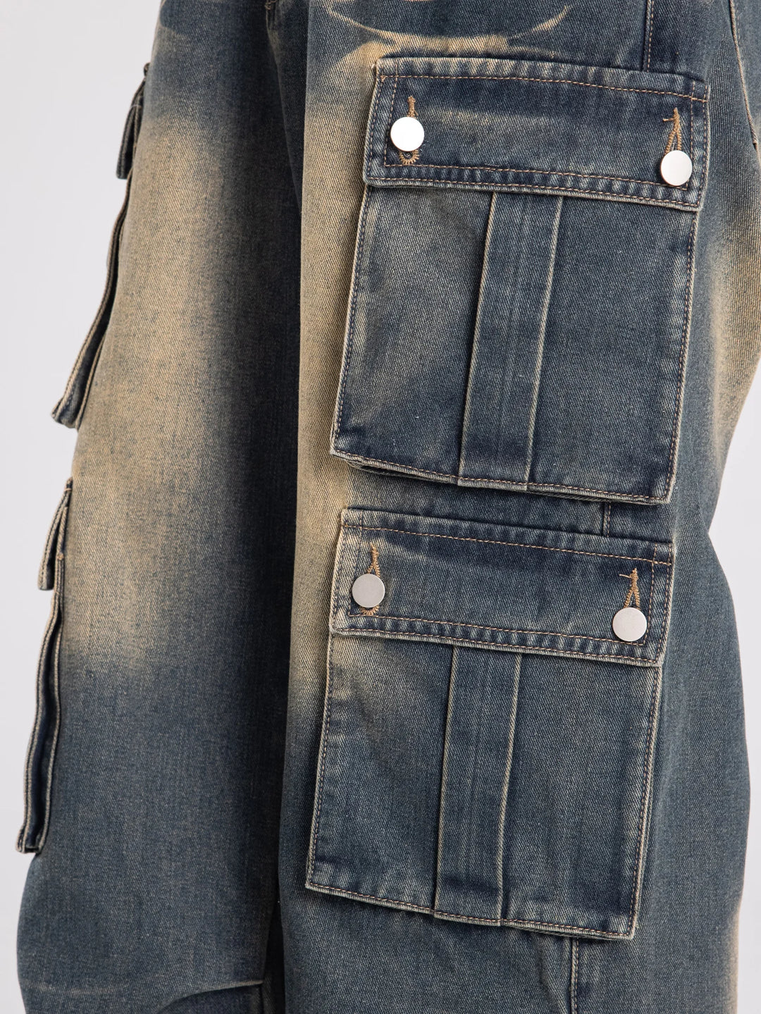 Washed Multi Pockets Vintage Baggy Jeans