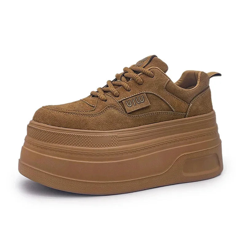 Retro Matte Leather Chunky Sneakers