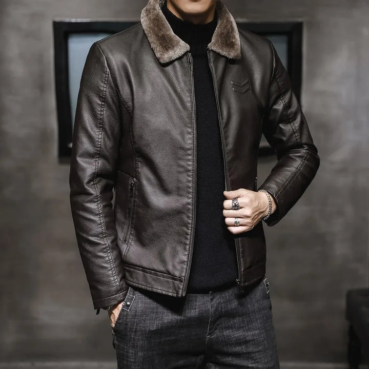 Thick Plush Leather Jacket
