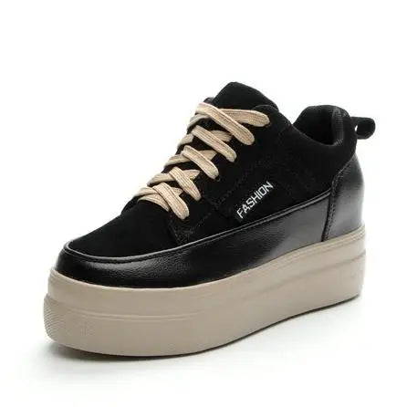 Genuine Leather Retro Warm Fleece-Lined Chunky Sneakers