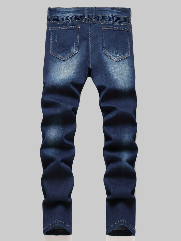 Distressed Ribbed Denim Jeans