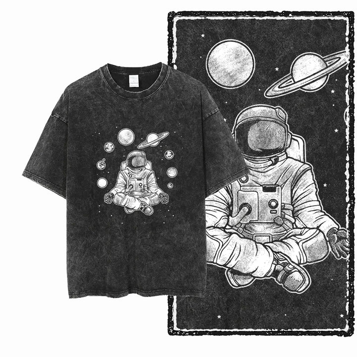 Oversized Washed Retro Finish Print Tees