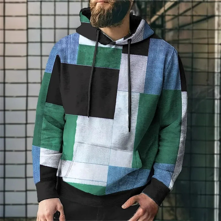 Oversized Vintage Patchwork Color Block 3D Print Hoodies