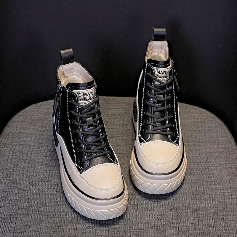 High Top Genuine leather 8cm Platform Boots