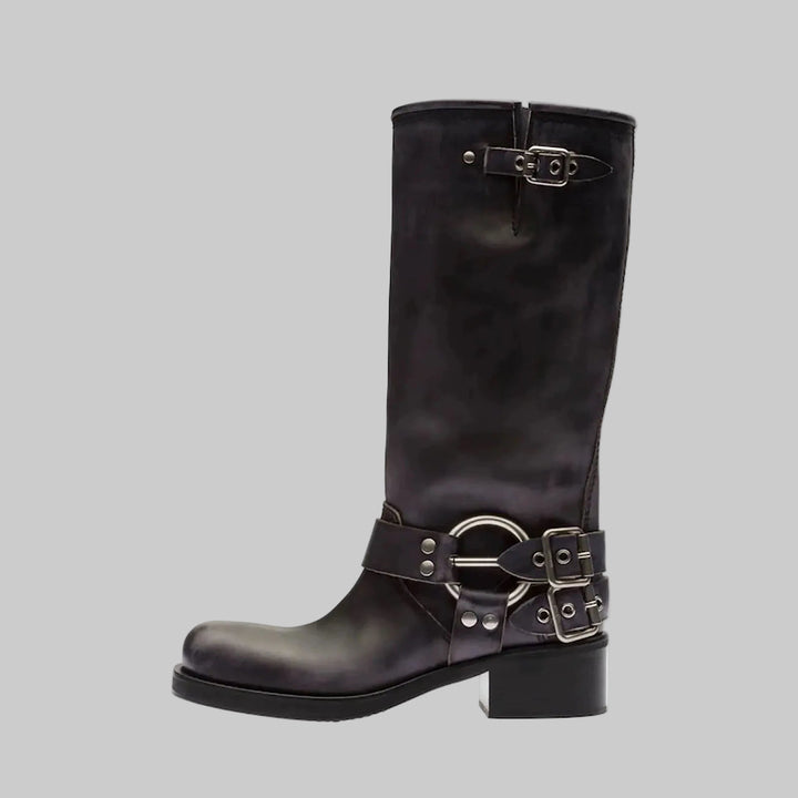 Platform Round toe Belt buckle Western boots