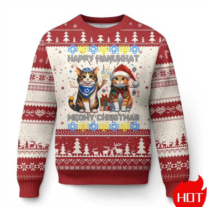 Humorous Santa Cat Graphic Ugly Christmas Sweater