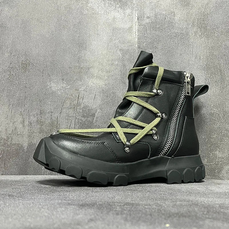 Unisex Luxury Leather High Top Platform Sneakers