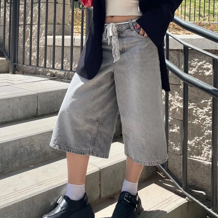 Chic Knee-Length Denim Shorts