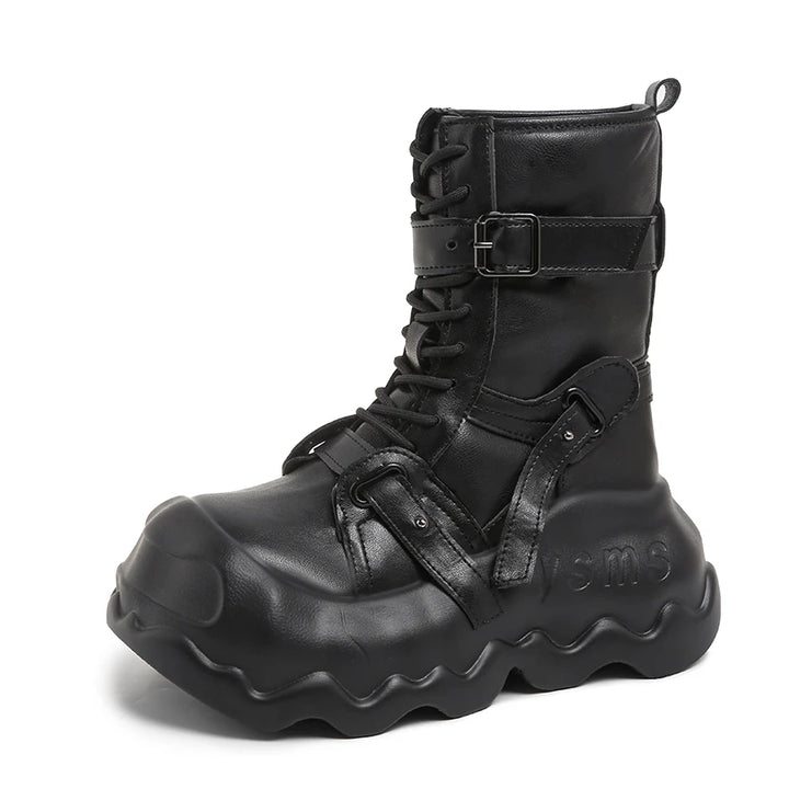 Gothic Platform Punk Wedge Boots with Buckle