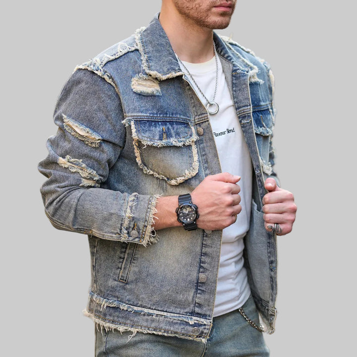 Ripped Slim Denim Streetwear  Jacket