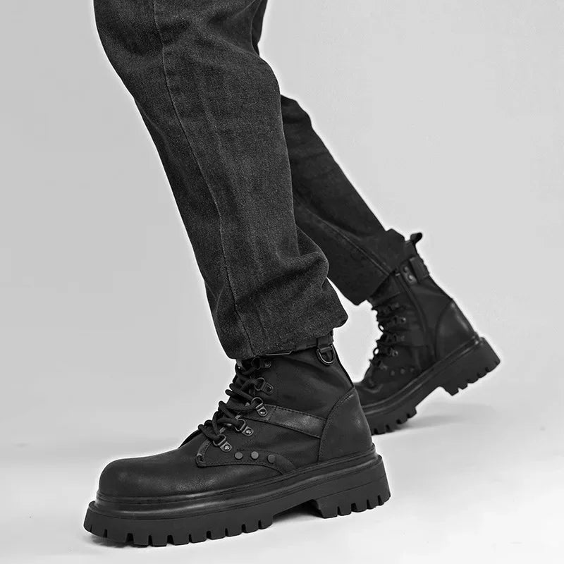 Retro British Style Unisex Tooling Motorcycle Boots