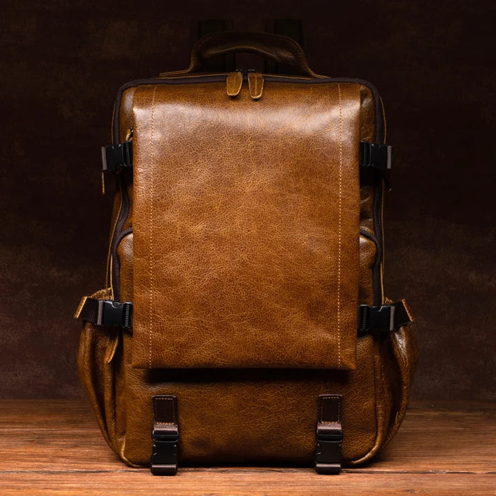 Retro Cowhide Leather Backpack