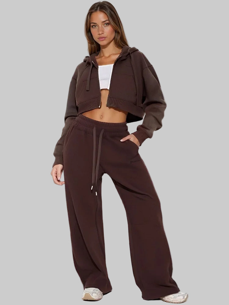 2-Piece Velvet Fleece Sweatsuit Set