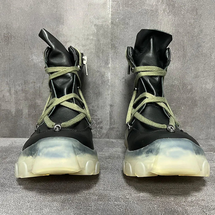 Unisex Luxury Leather High Top Platform Sneakers