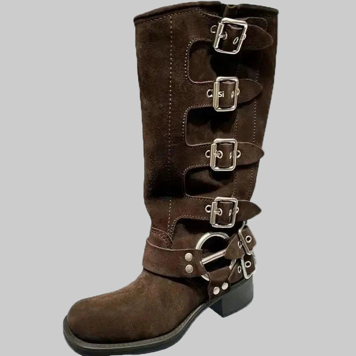 Handmade Leather High-Top Motorcycle Boots