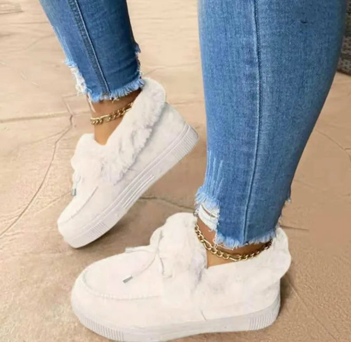 Warm Solid Color Furry Cotton Winter Footwear